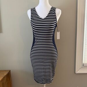 NWT Velvet by Graham & Spencer Striped Navy and White Mini Dress.